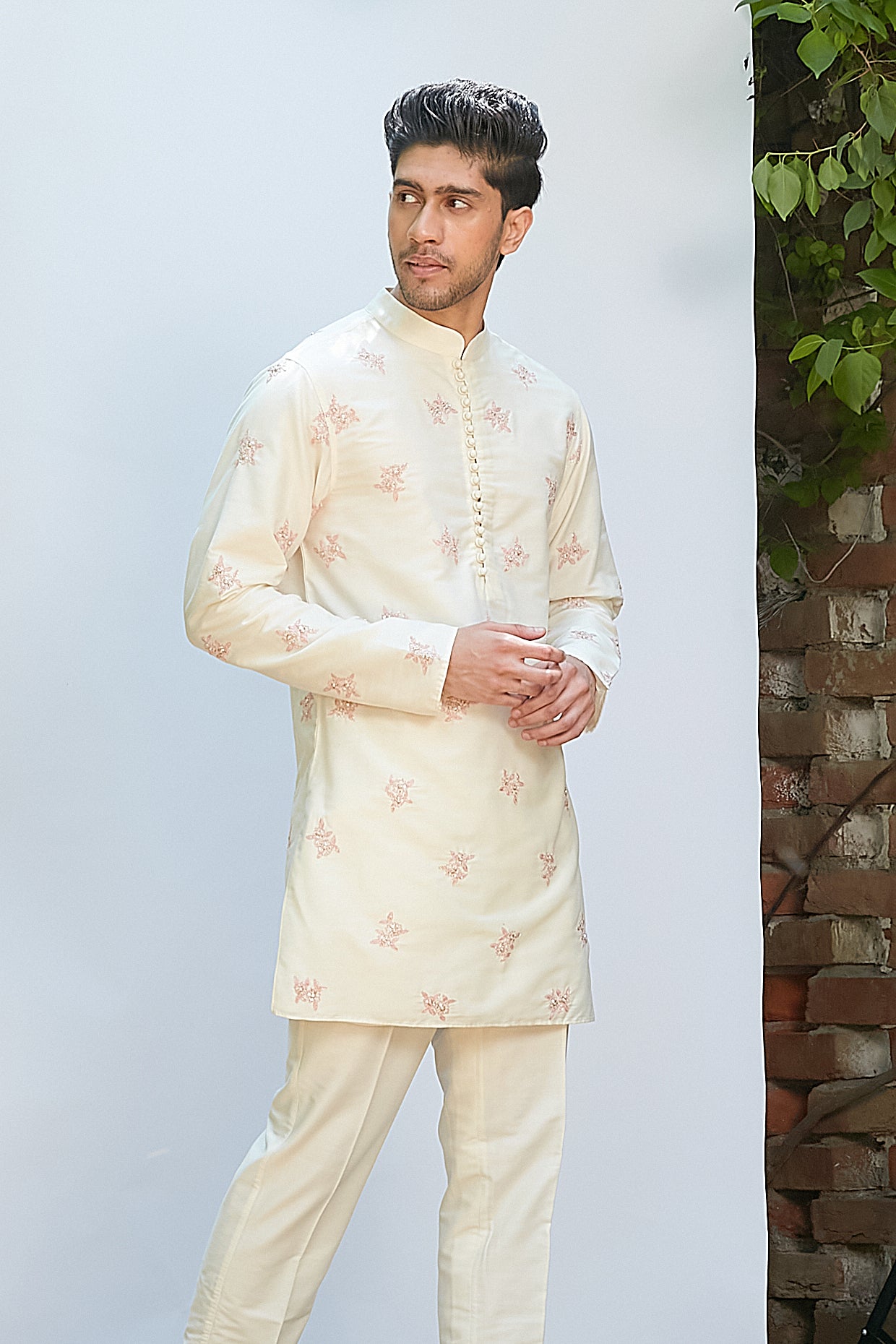Short Embroidered Kurta Set