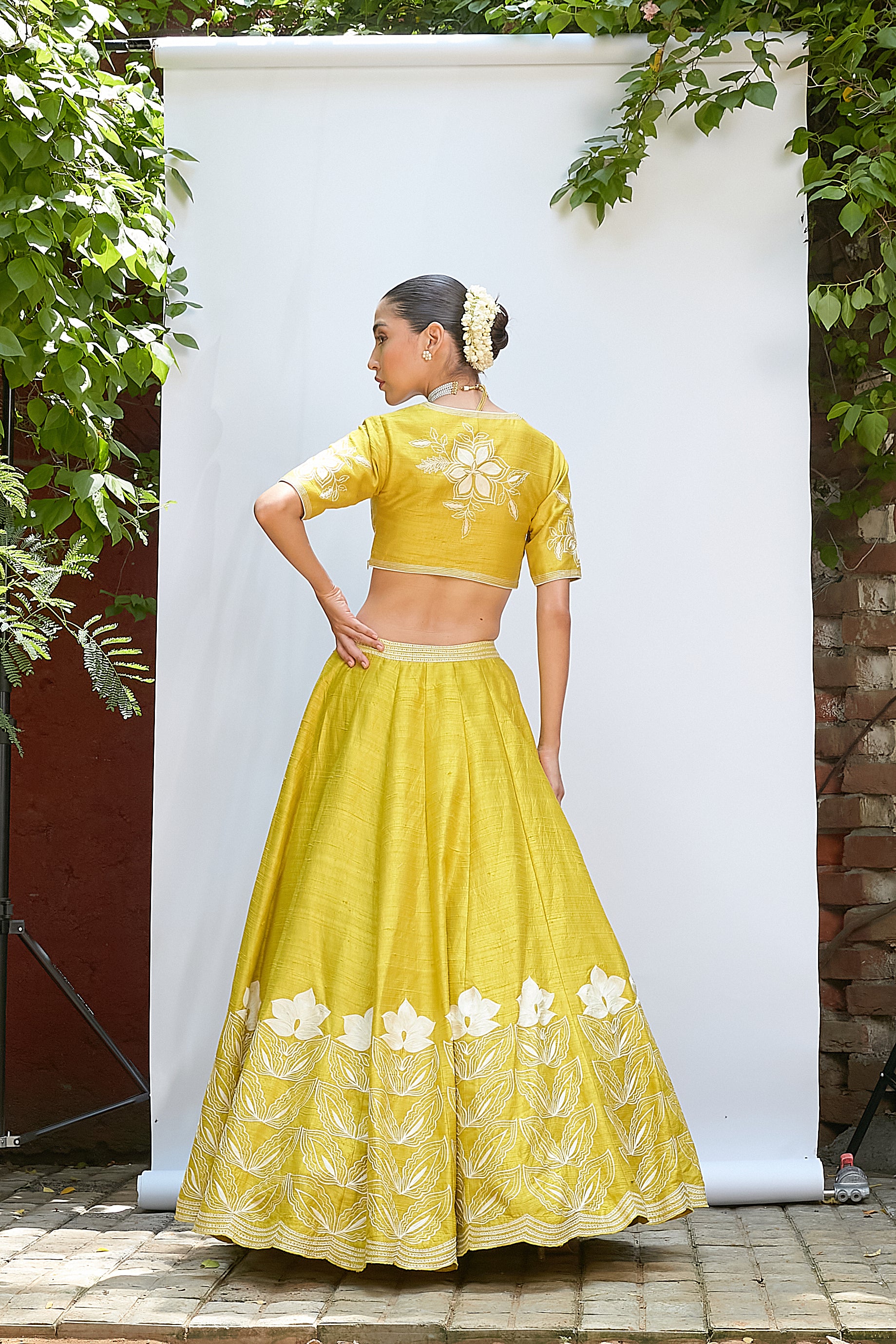 Sheen Green Pure Raw Silk Lehenga Set