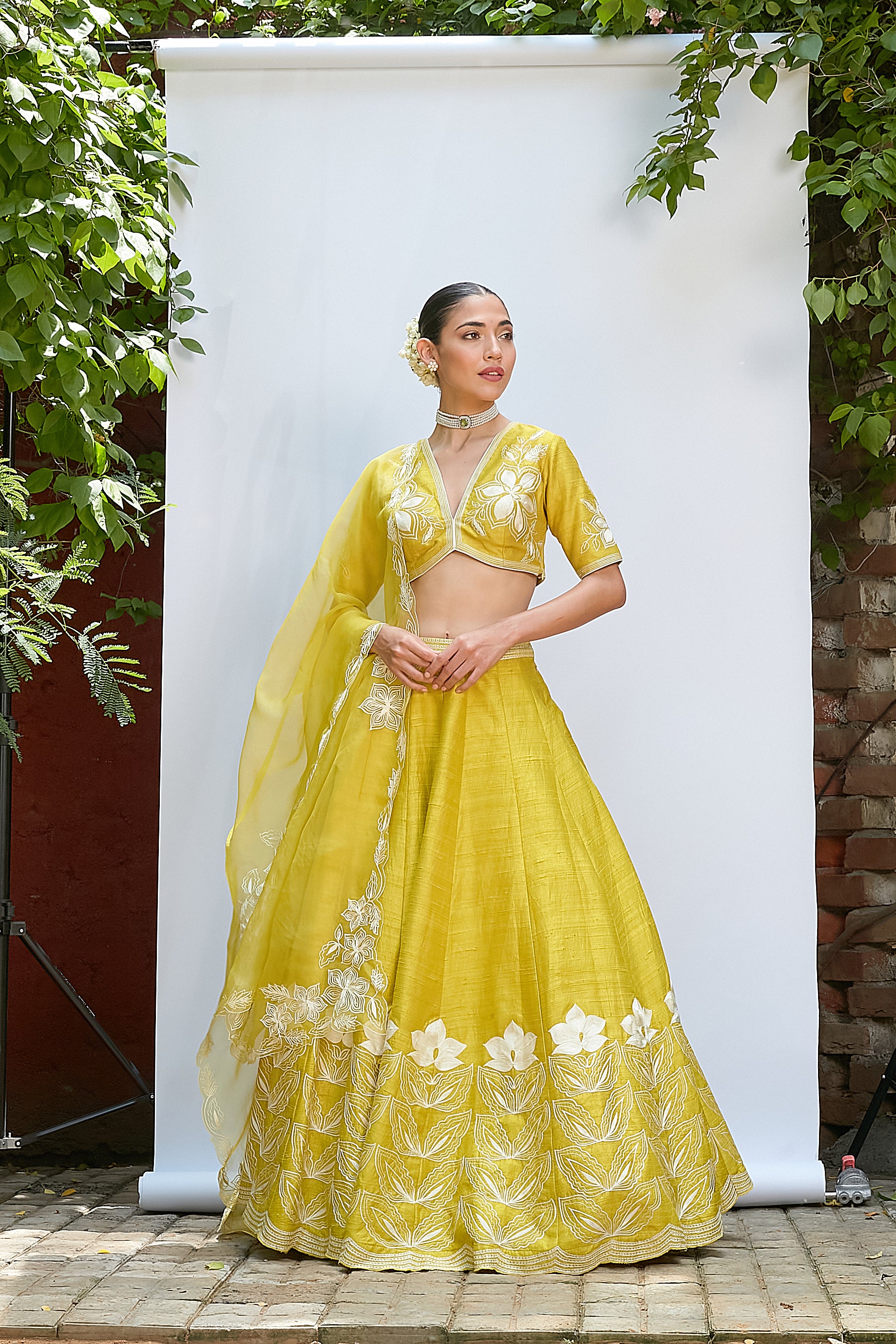 Sheen Green Pure Raw Silk Lehenga Set