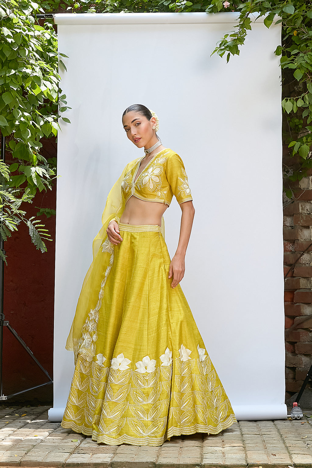 Sheen Green Pure Raw Silk Lehenga Set