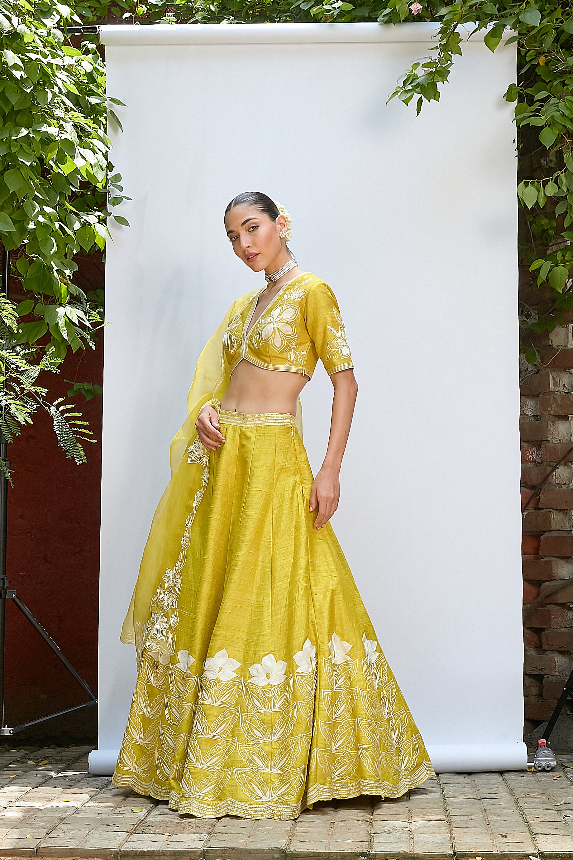 Sheen Green Pure Raw Silk Lehenga Set