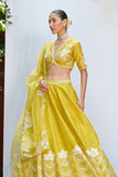 SHEEN GREEN  PURE RAW SILK LEHENGA