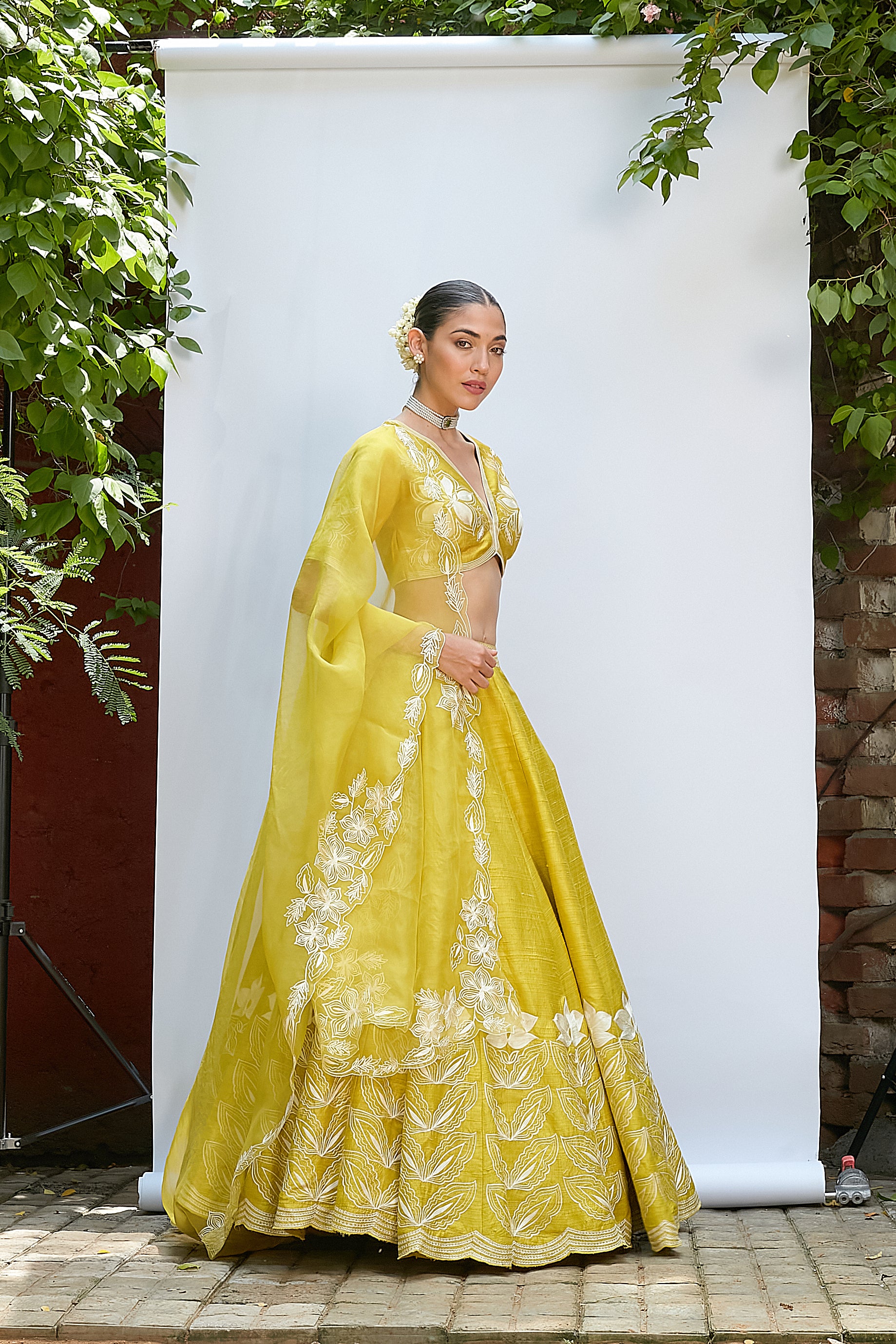 Sheen Green Pure Raw Silk Lehenga Set