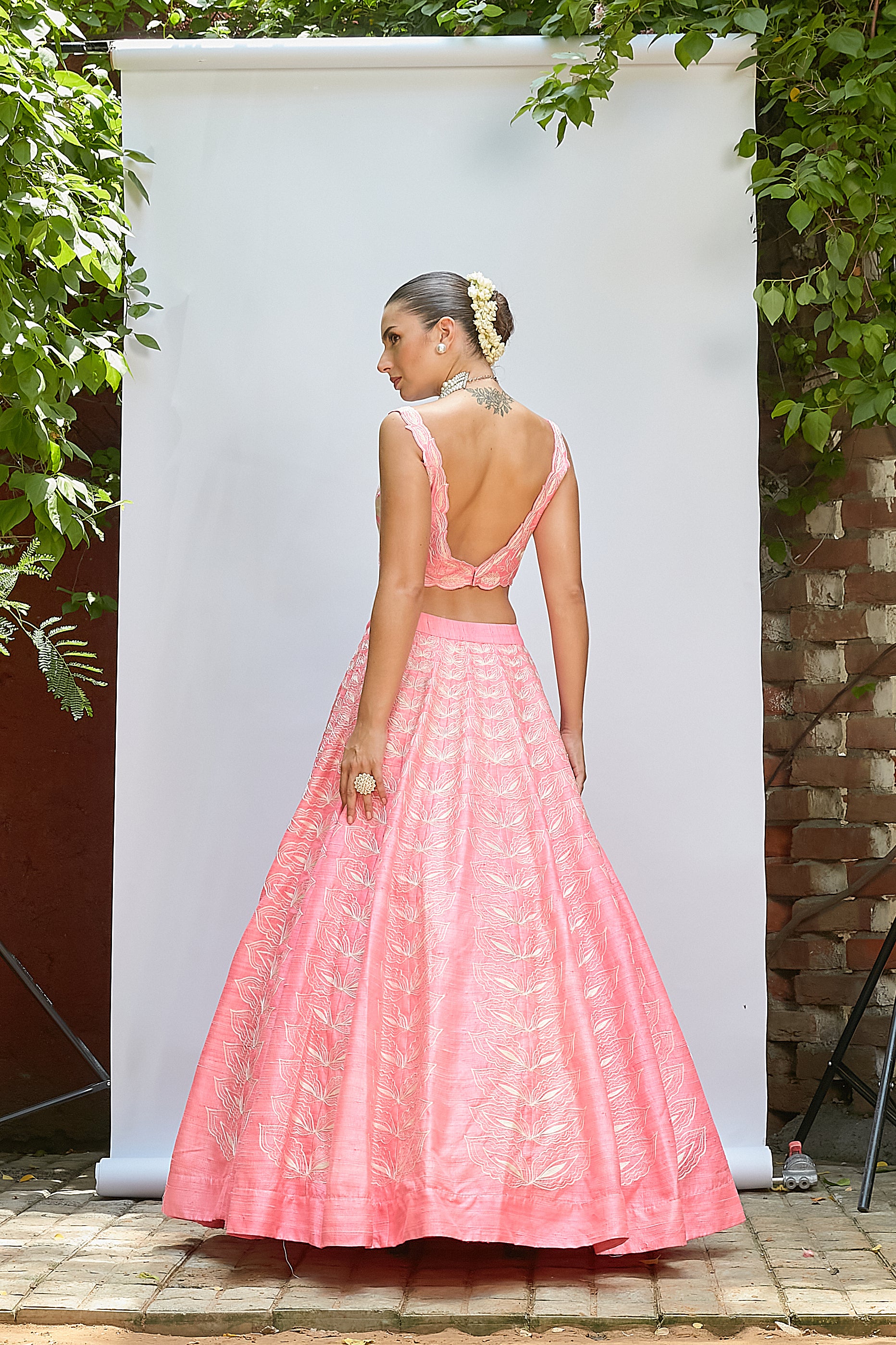 Bubblegum Pink Pure Raw Silk Lehenga Set