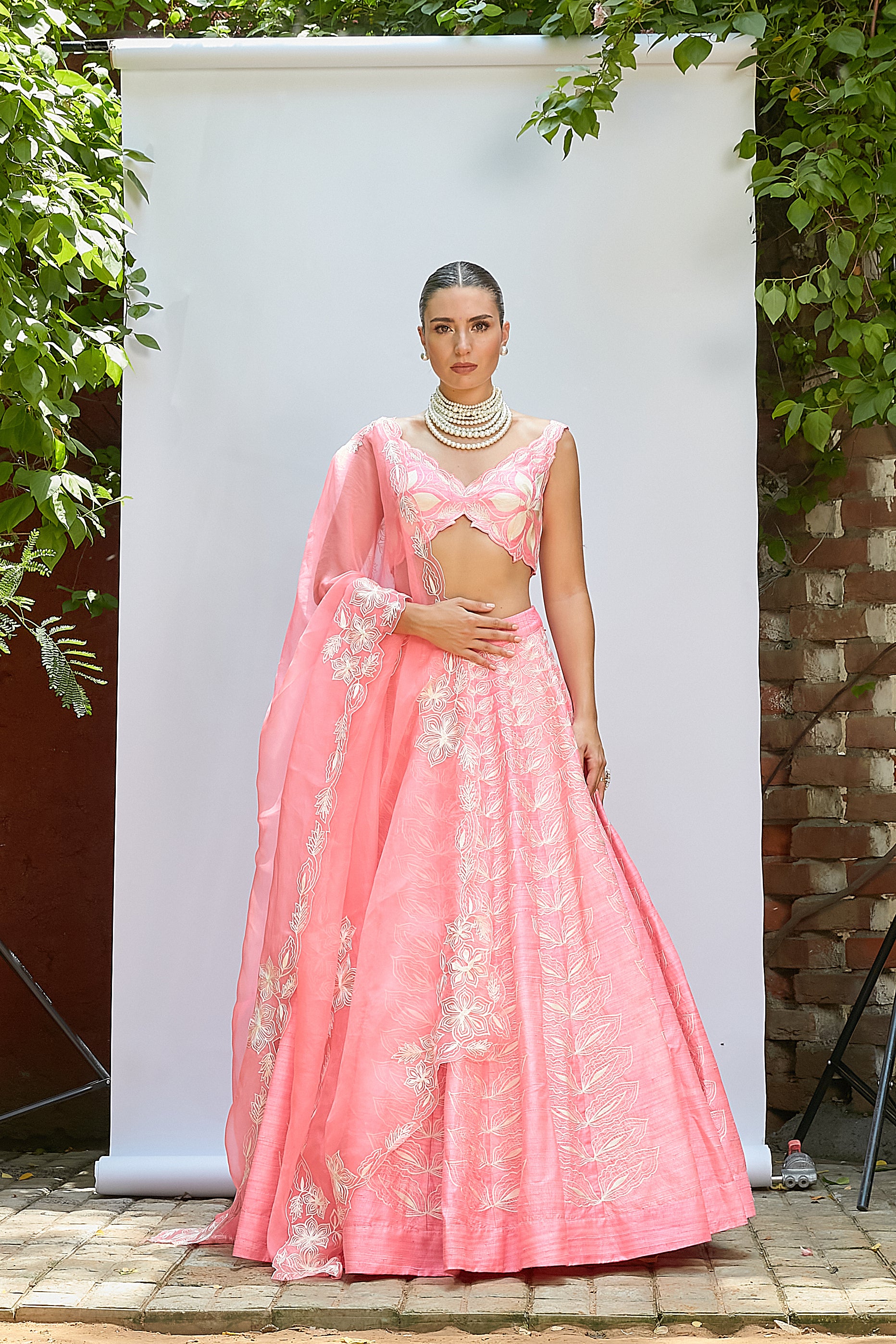 BUBBLEGUM PINK PURE RAW SILK LEHENGA