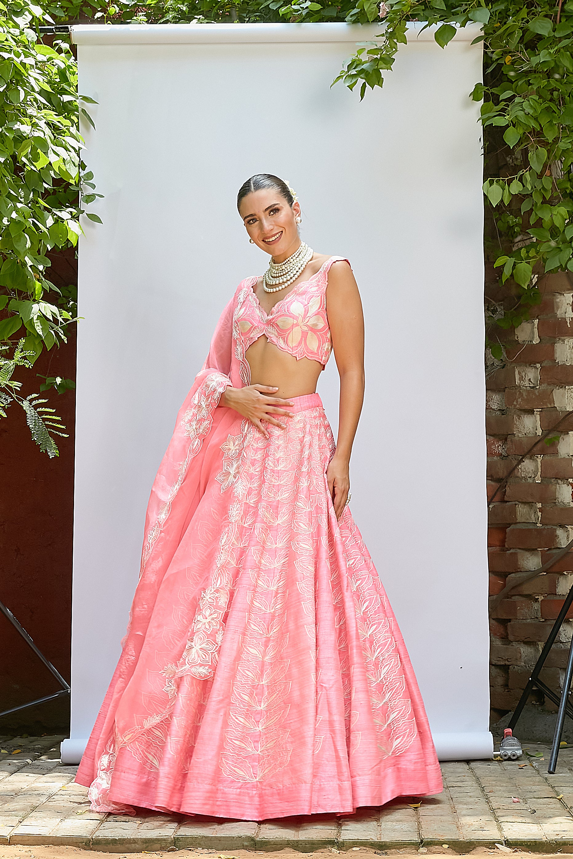 BUBBLEGUM PINK PURE RAW SILK LEHENGA