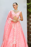 BUBBLEGUM PINK PURE RAW SILK LEHENGA