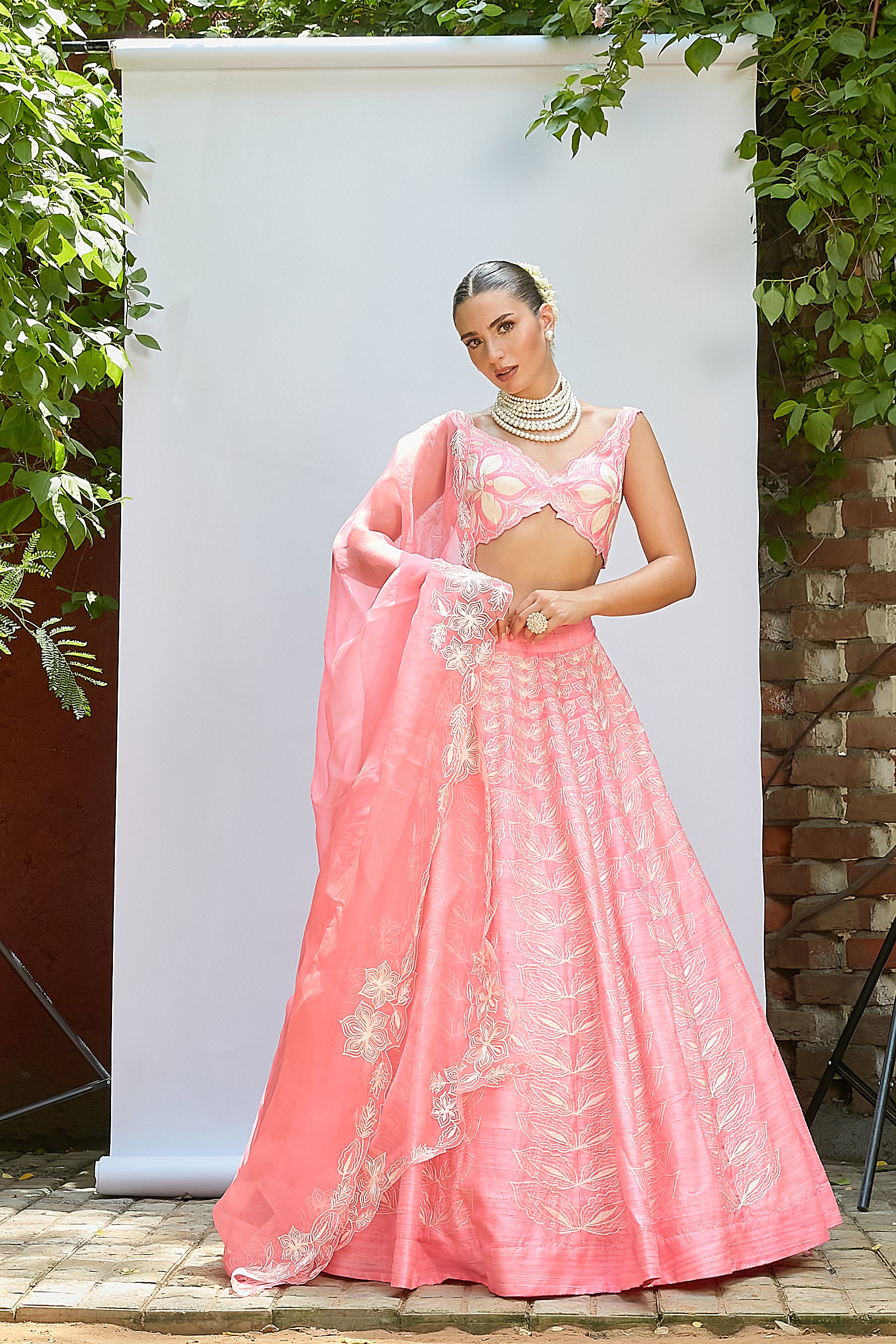 BUBBLEGUM PINK PURE RAW SILK LEHENGA