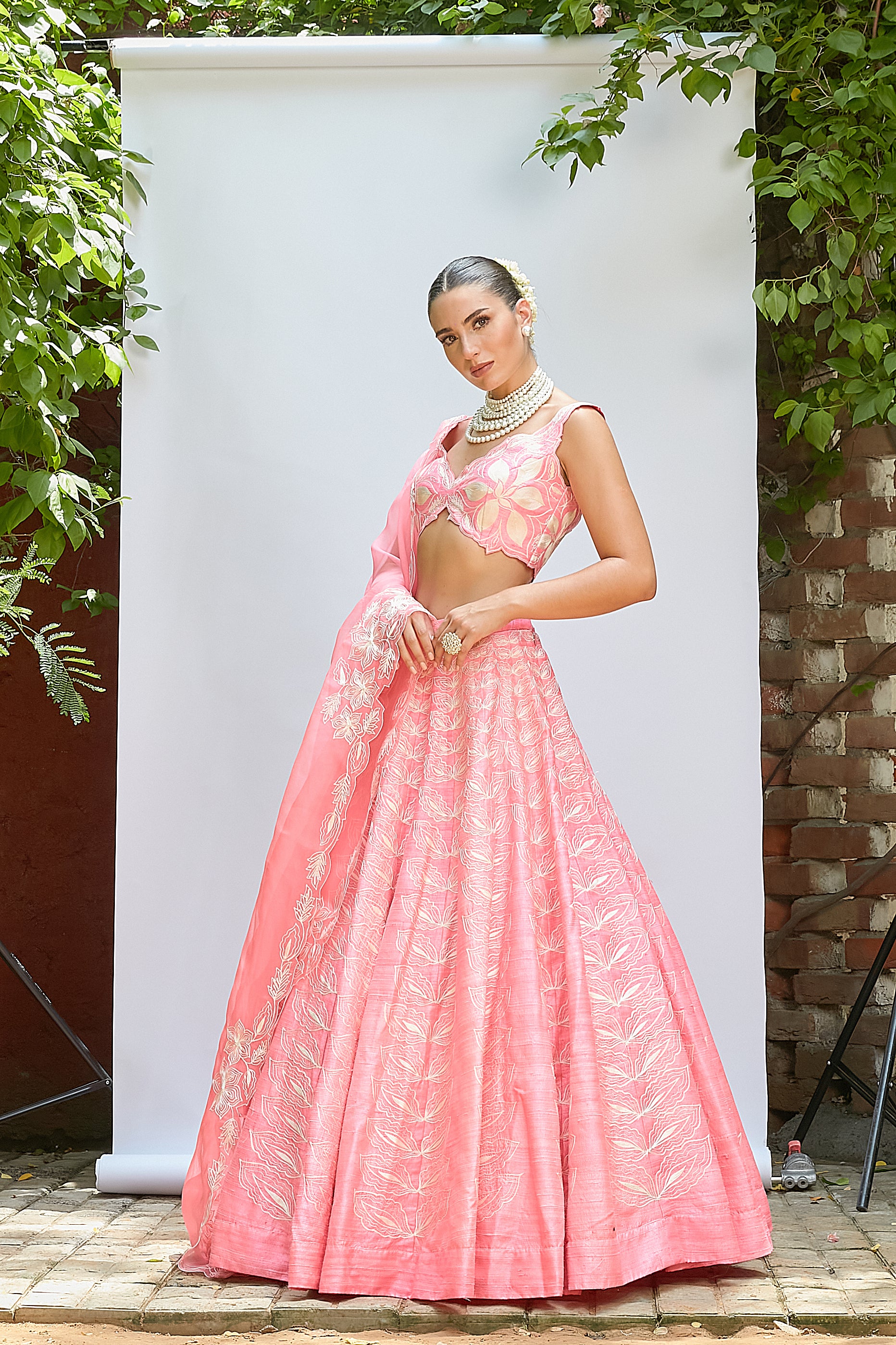 Bubblegum Pink Pure Raw Silk Lehenga Set