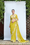 SHEEN GREEN PRE DRAPED SAREE