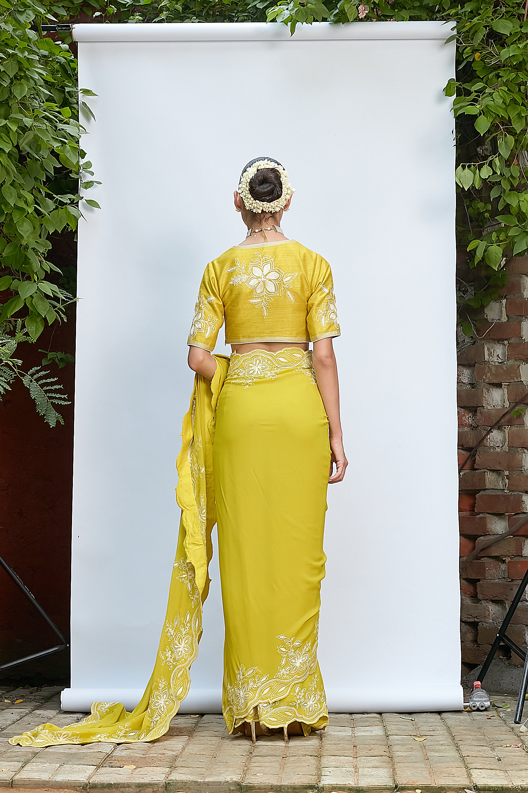 Sheen Green Pre Draped Saree