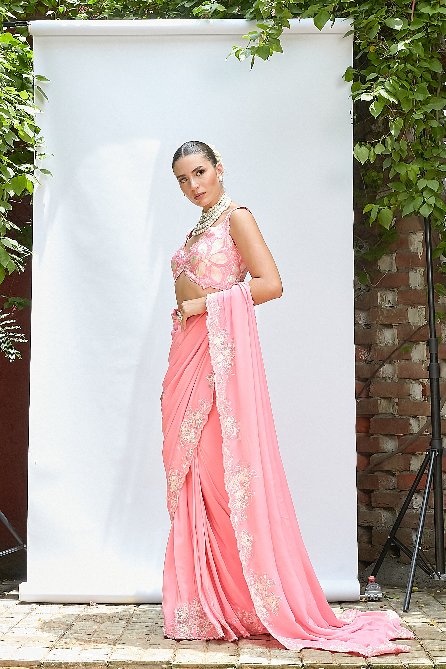 Bubblegum Pink Pre Draped Saree