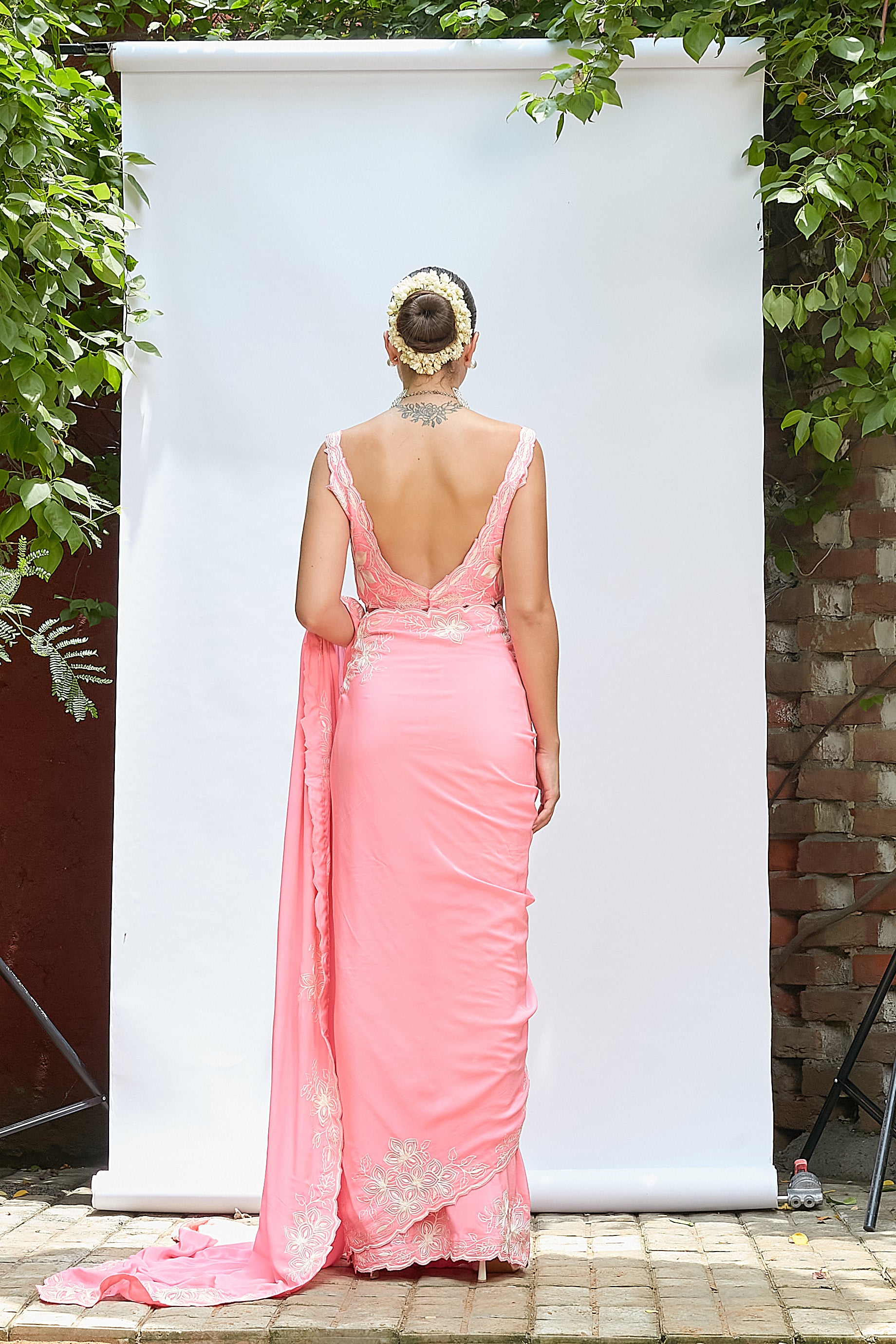 Bubblegum Pink Pre Draped Saree