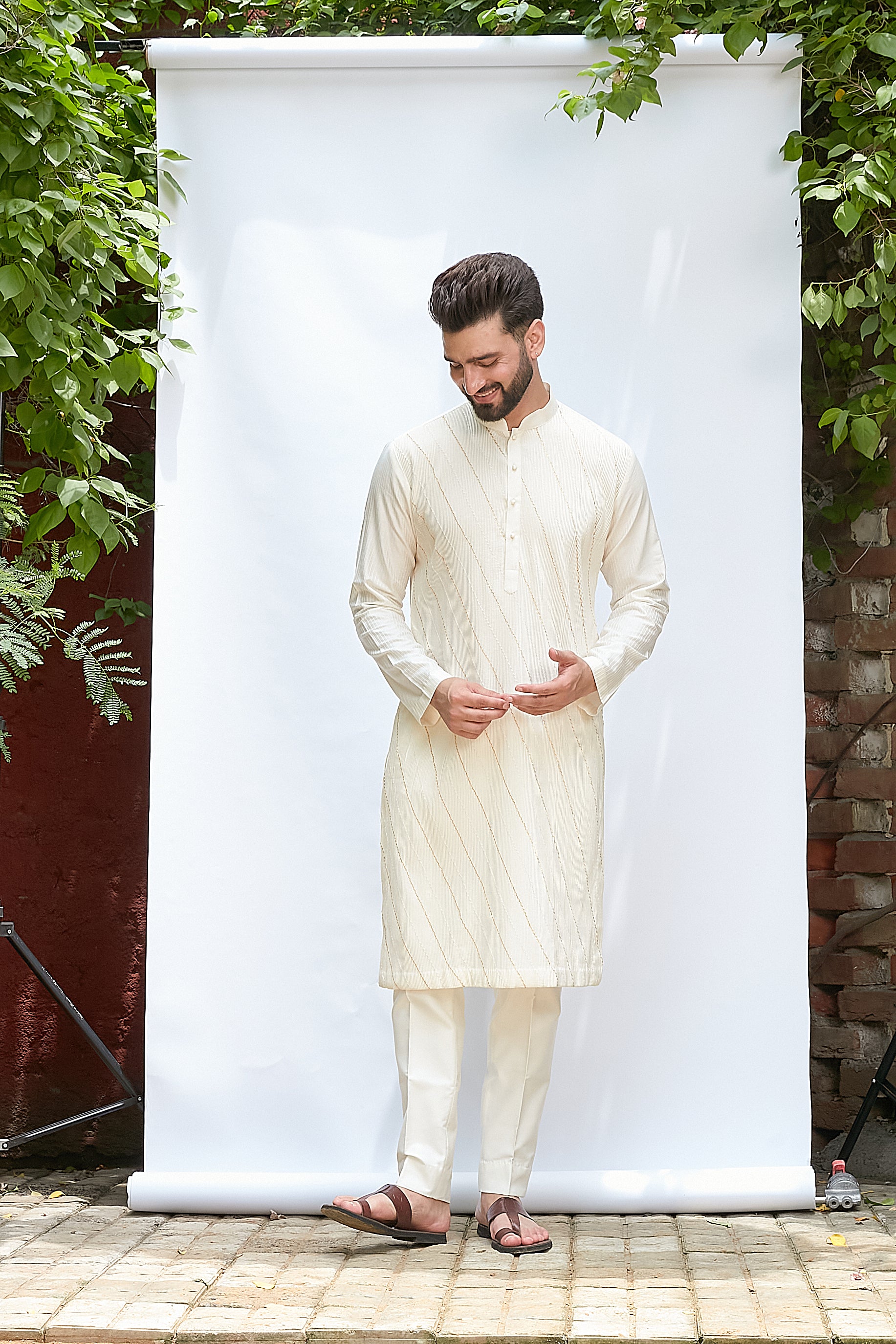 Long Ivory Kurta Set