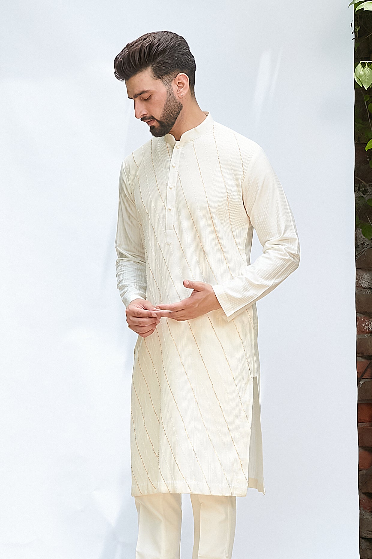 Long Ivory Kurta Set