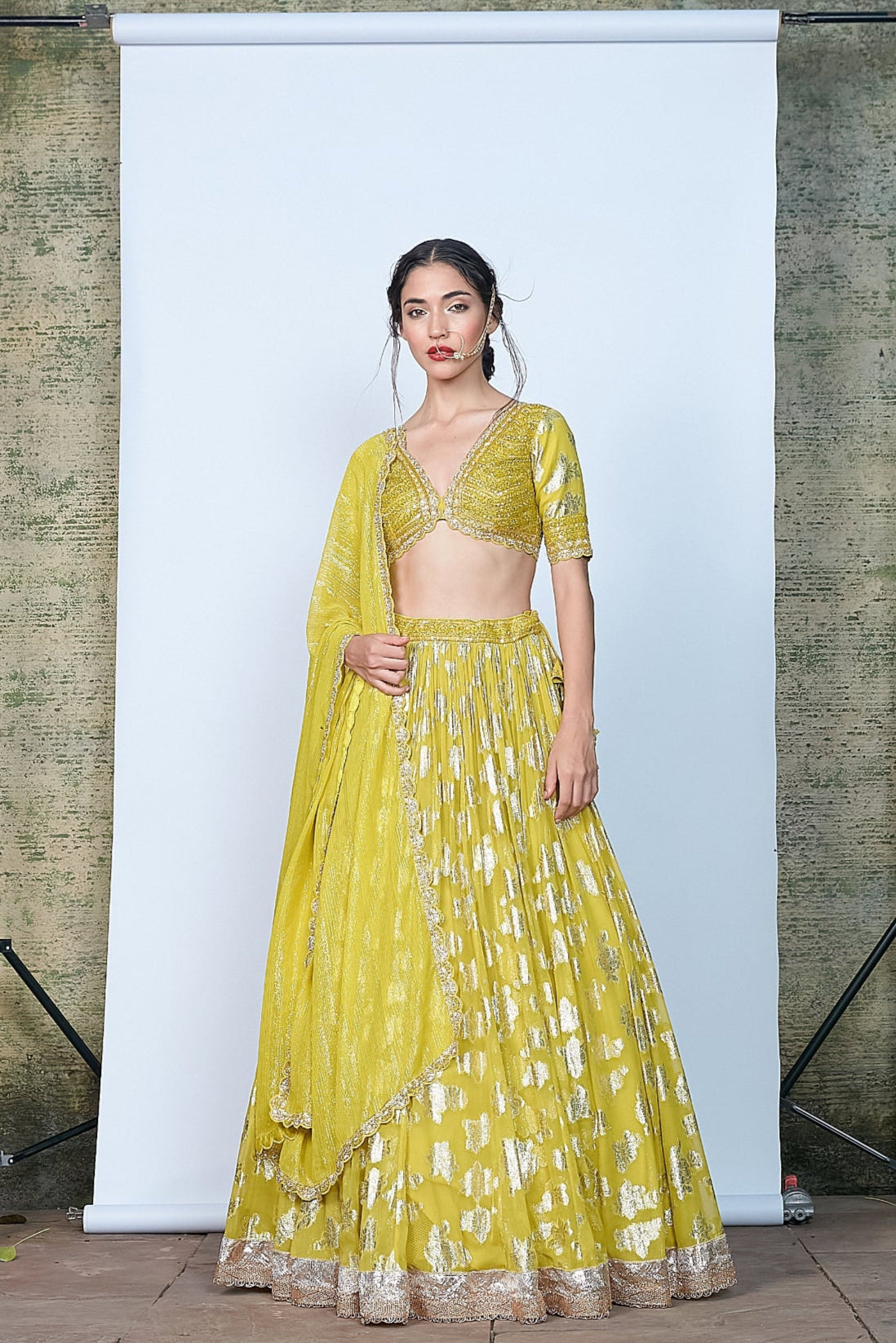 Mehndi Bloom Green Lehenga Set
