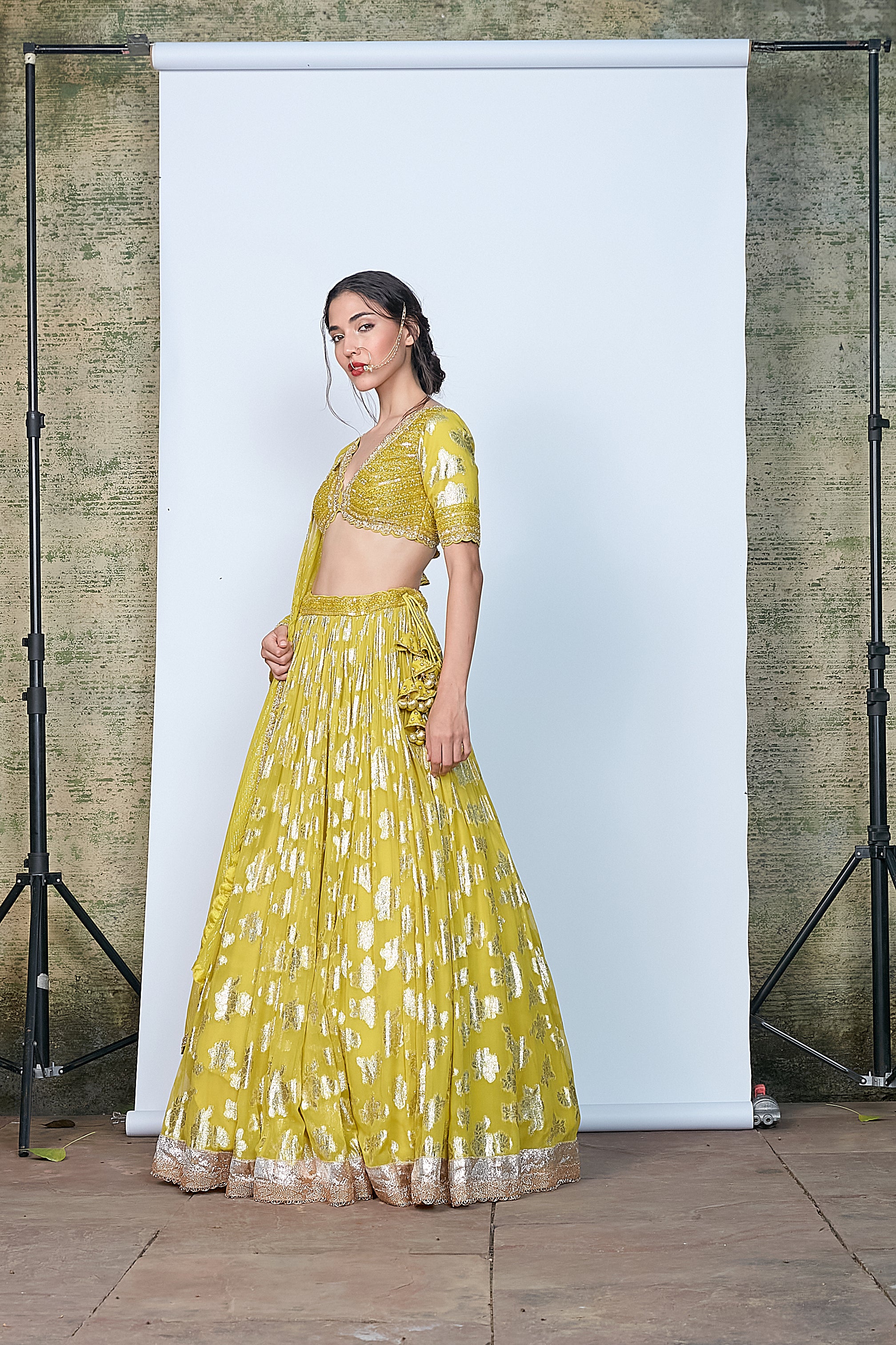Mehndi Bloom Green Lehenga Set