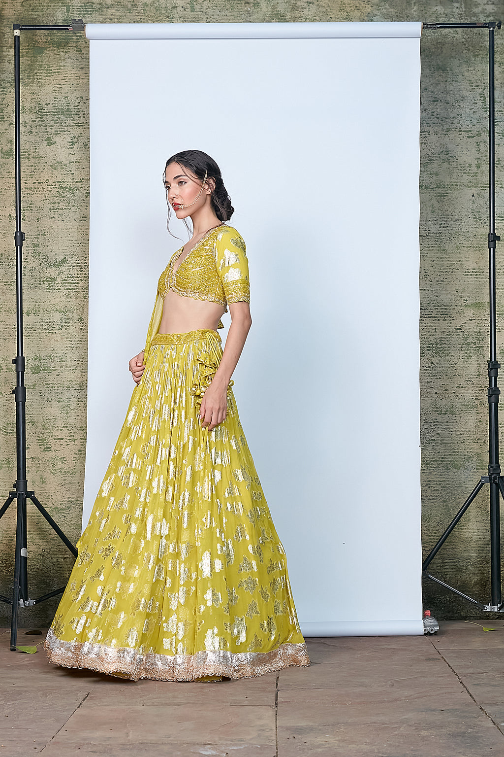 Mehndi Bloom Green Lehenga Set
