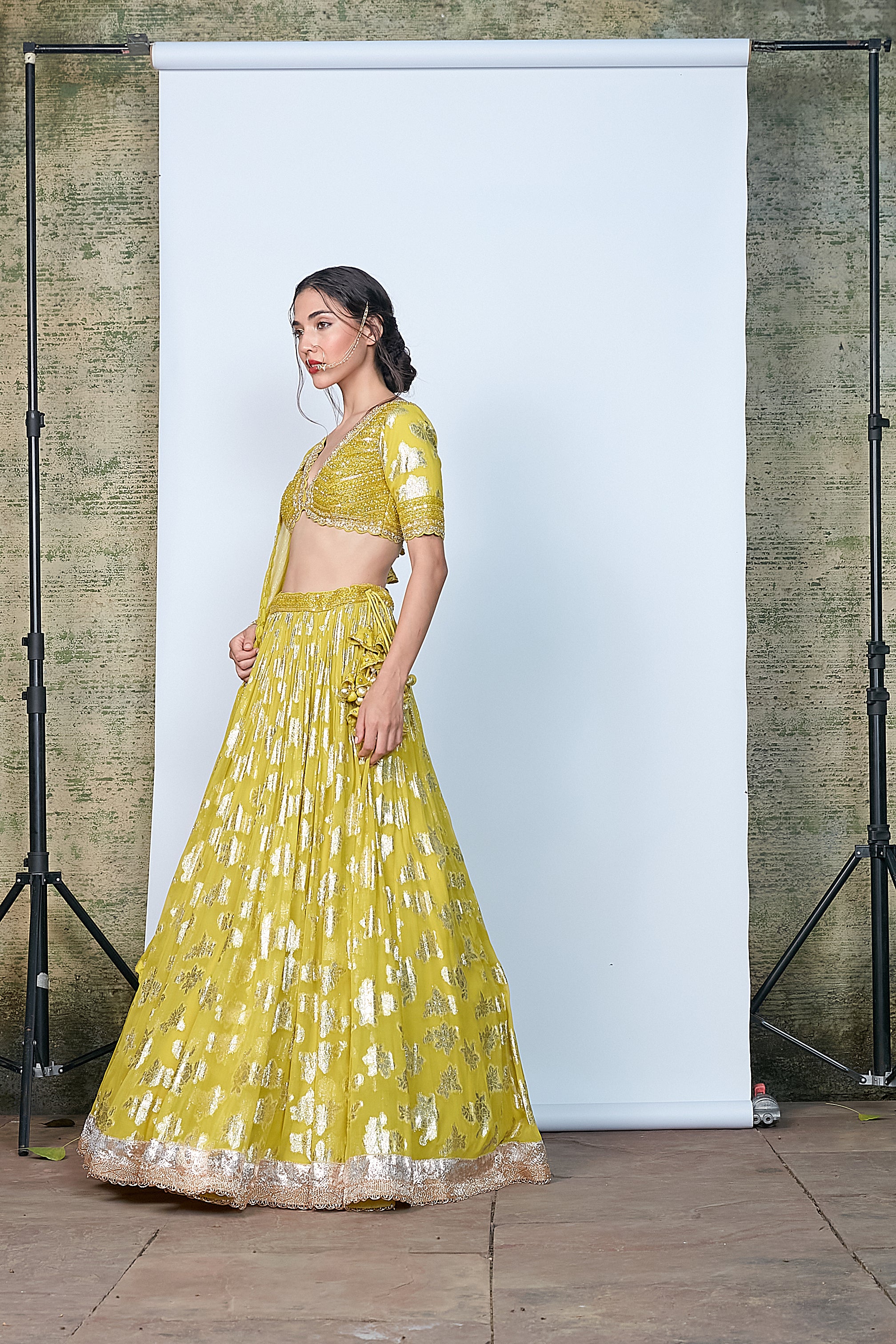 Mehndi Bloom Green Lehenga Set