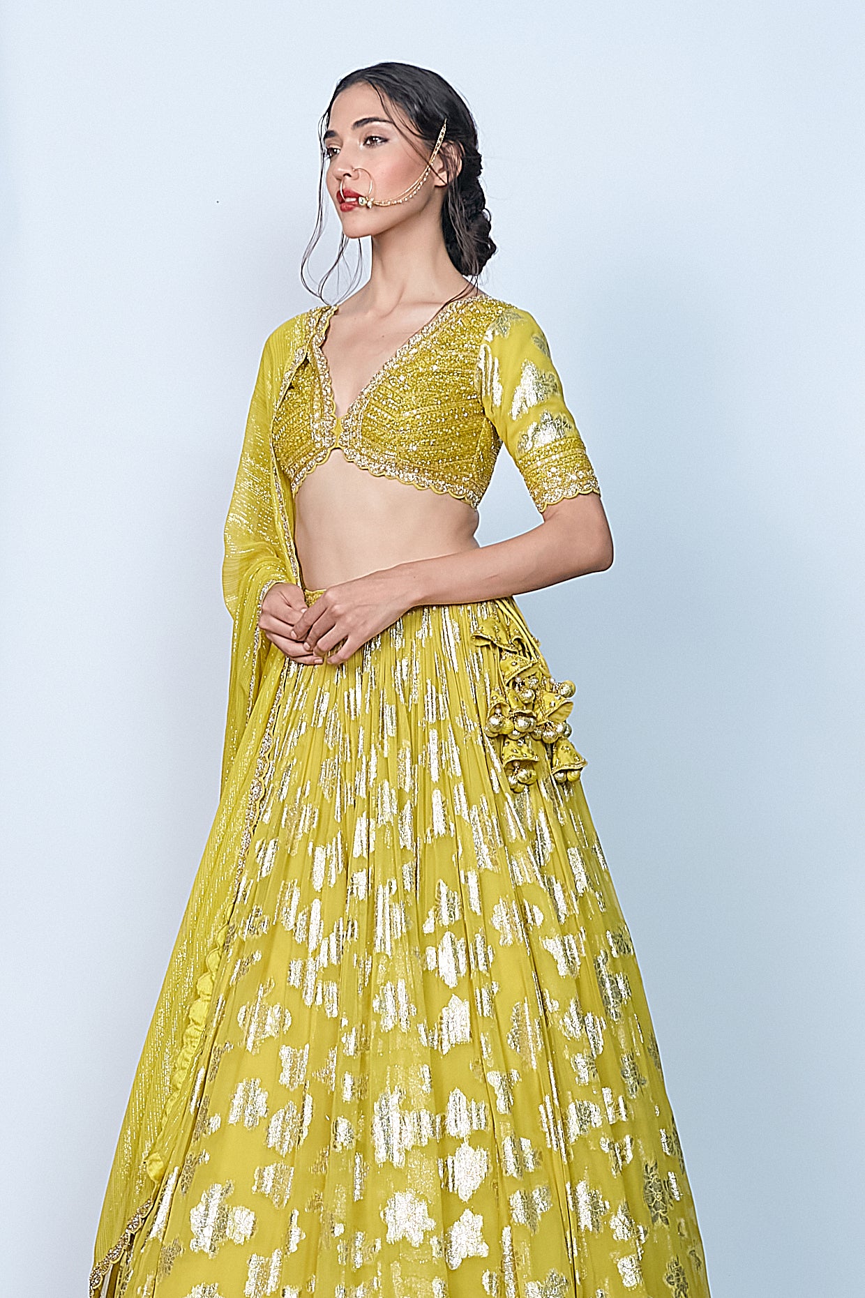Mehndi Bloom Green Lehenga Set