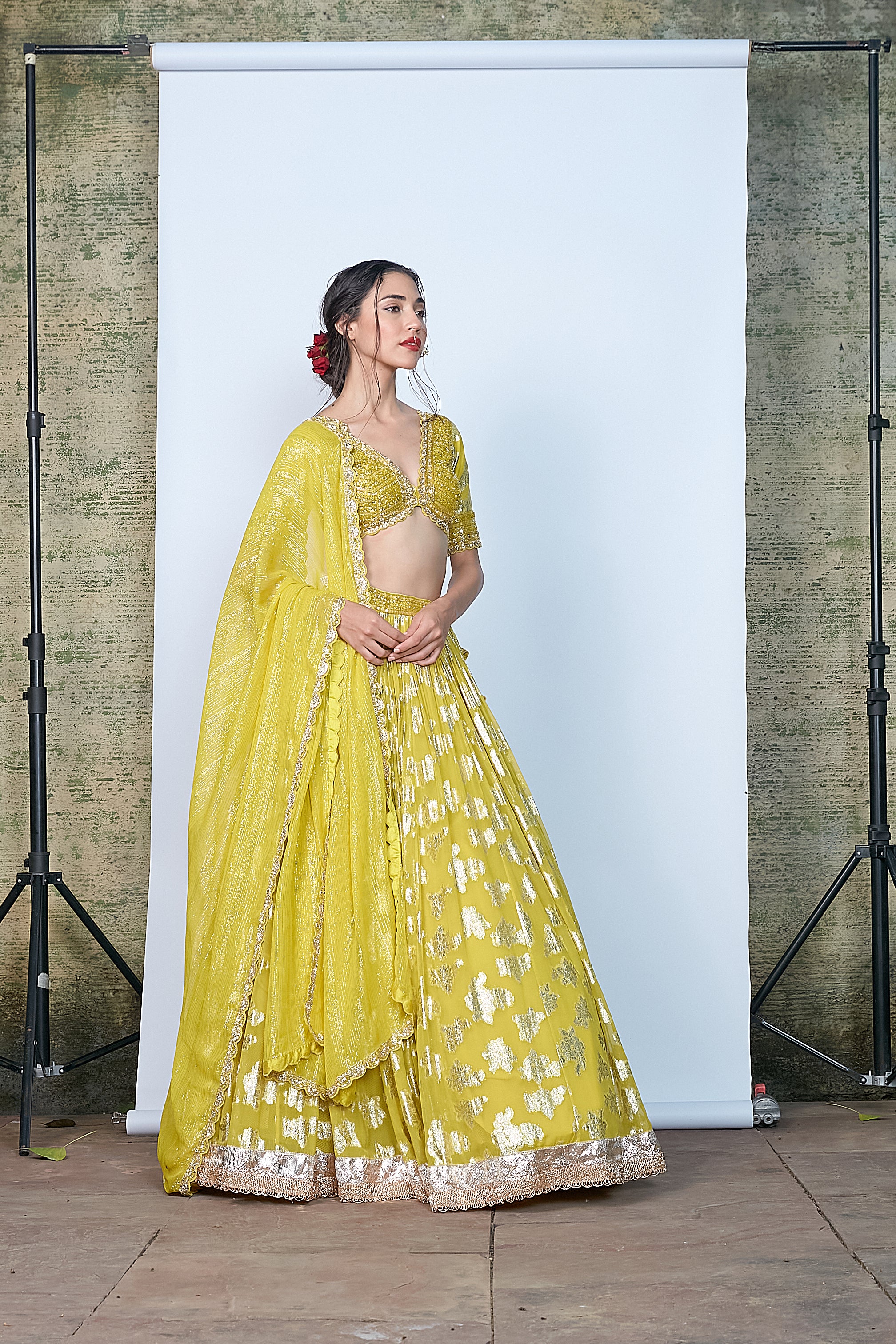 Mehndi Bloom Green Lehenga Set