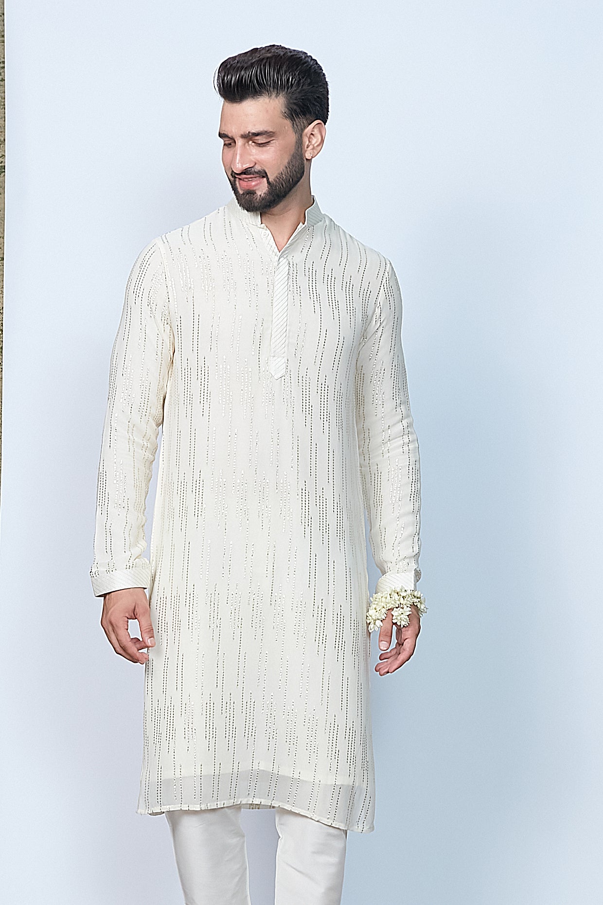 Ivory Shimmer Georgette Kurta Set