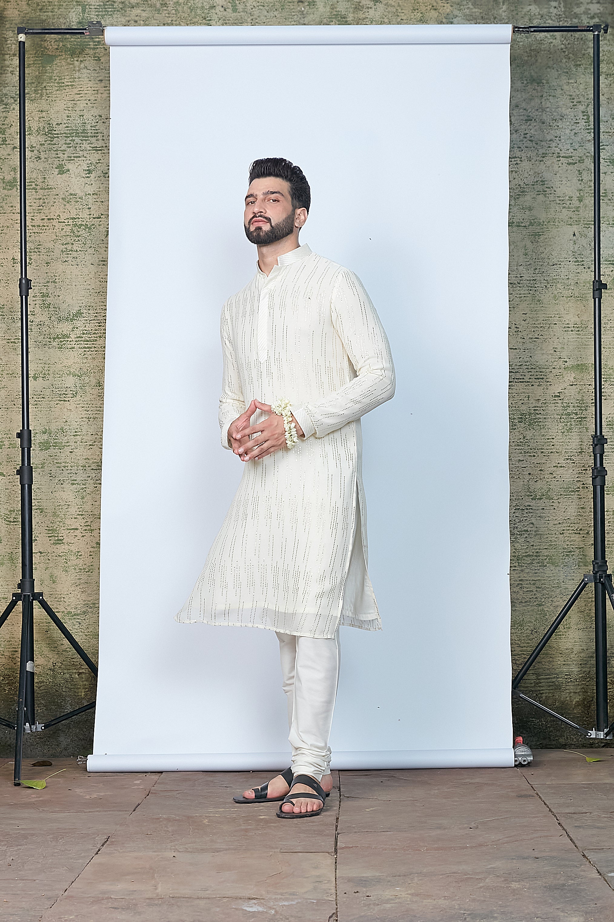 Ivory Shimmer Georgette Kurta Set