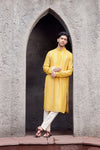 YELLOW SHIMMER GEORGETTE KURTA SET