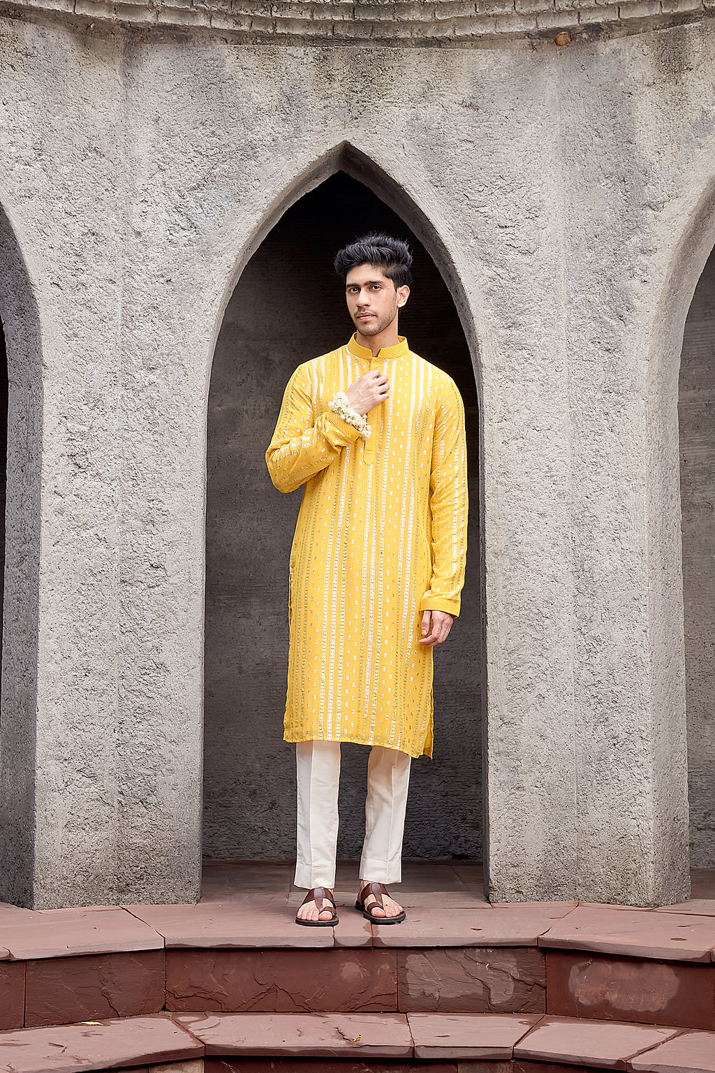Yellow Shimmer Georgette Kurta Set