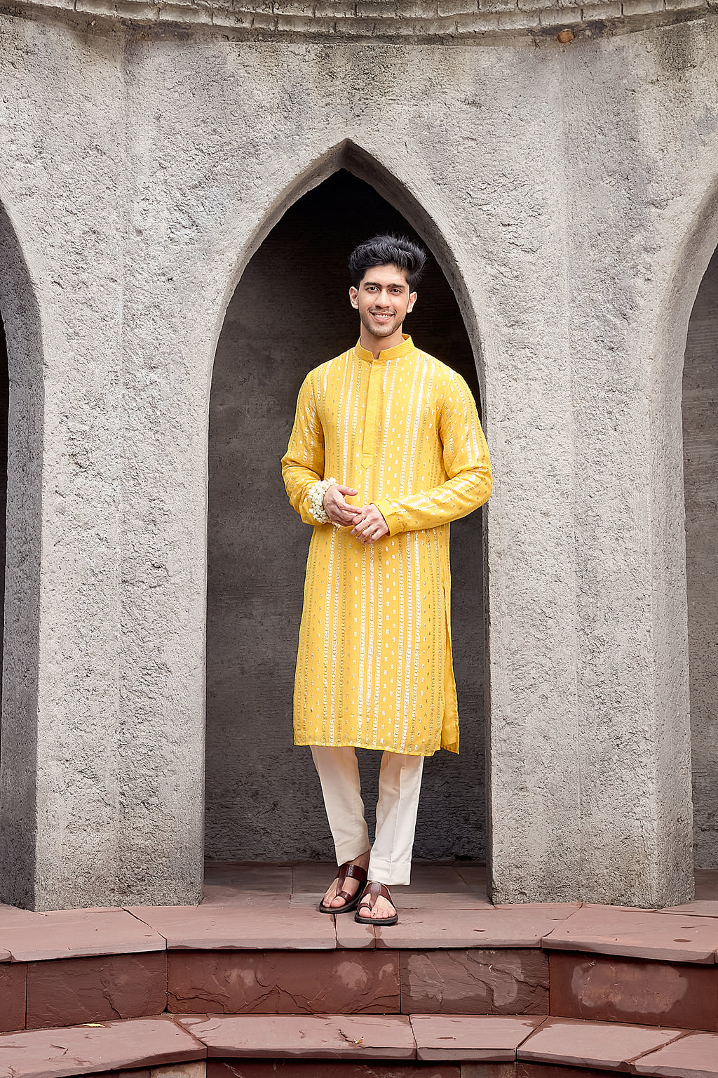 Yellow Shimmer Georgette Kurta Set