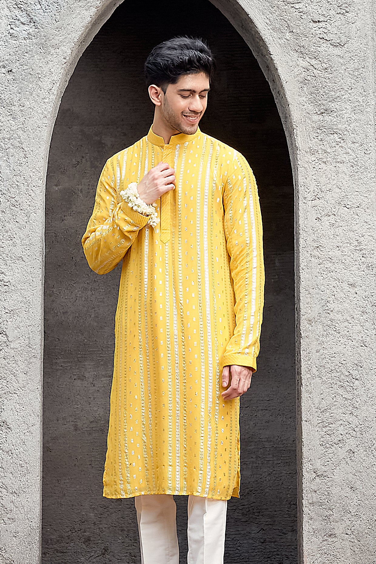 Yellow Shimmer Georgette Kurta Set
