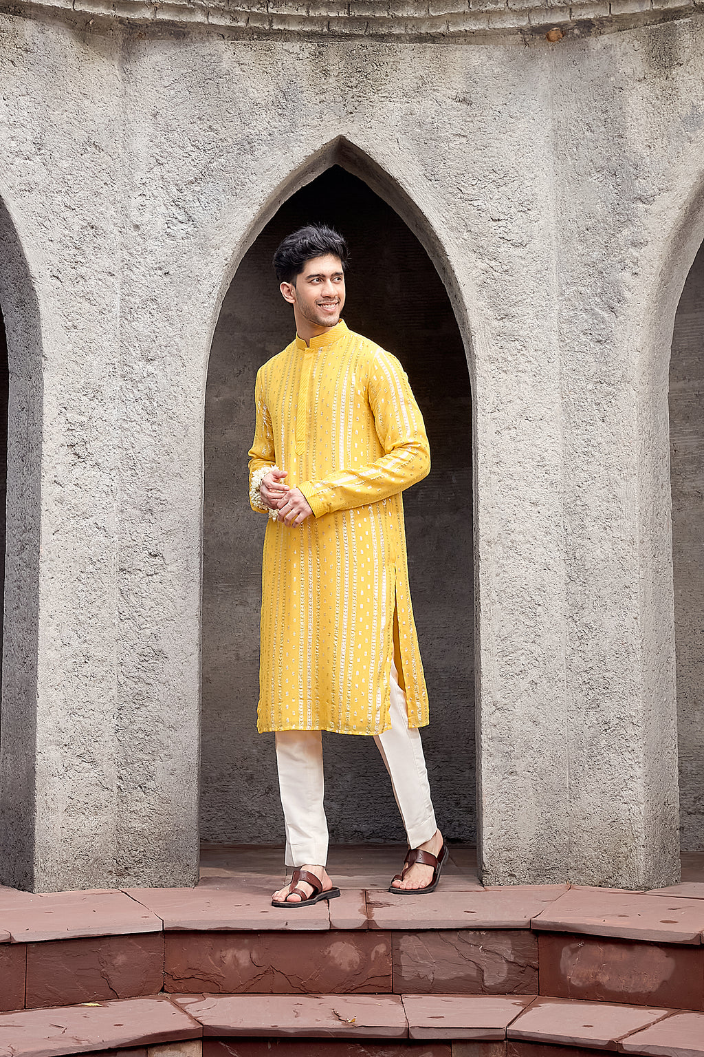 Yellow Shimmer Georgette Kurta Set