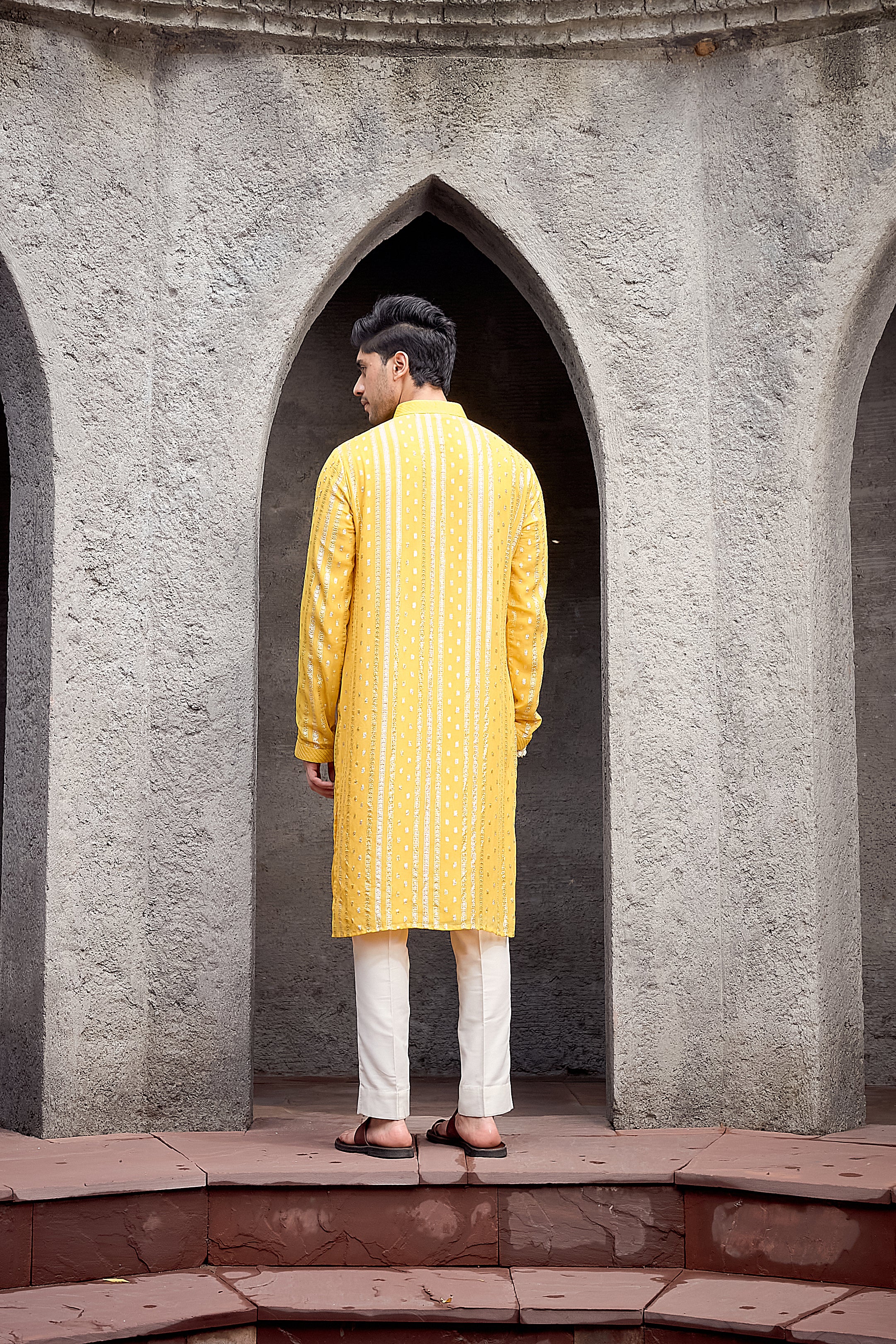 Yellow Shimmer Georgette Kurta Set
