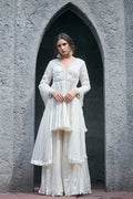 Ivory Crinkle Sharara Set
