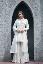 Ivory Crinkle Sharara Set