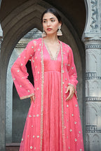 Pink Crinkle Jacket Set