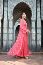 Pink Crinkle Jacket Set
