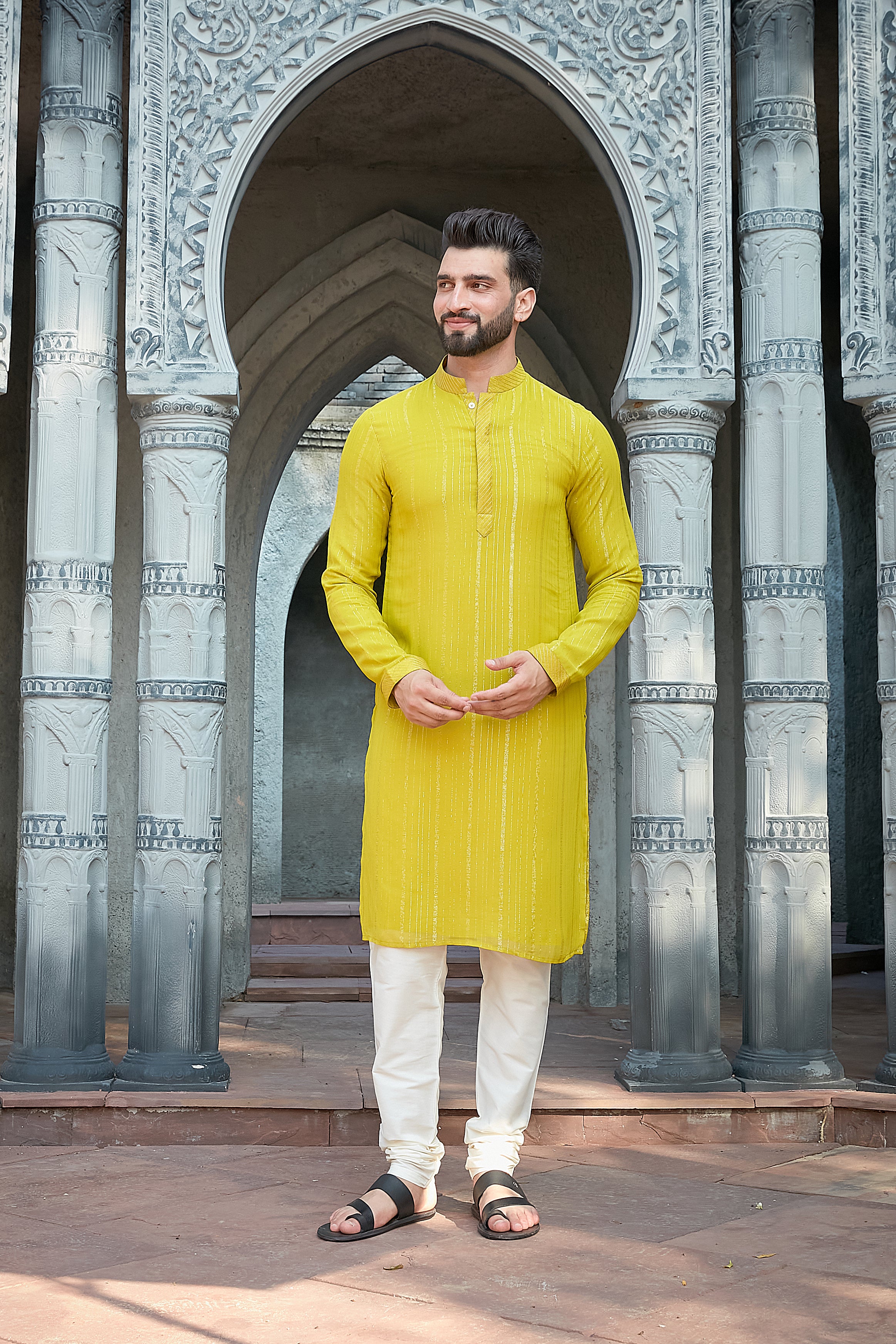 Green Shimmer Georgette Kurta Set
