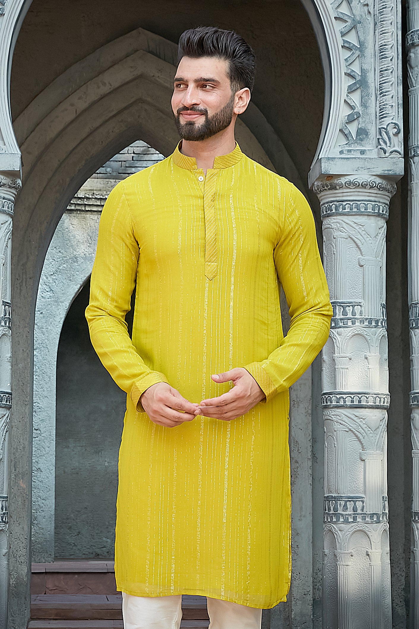 Green Shimmer Georgette Kurta Set