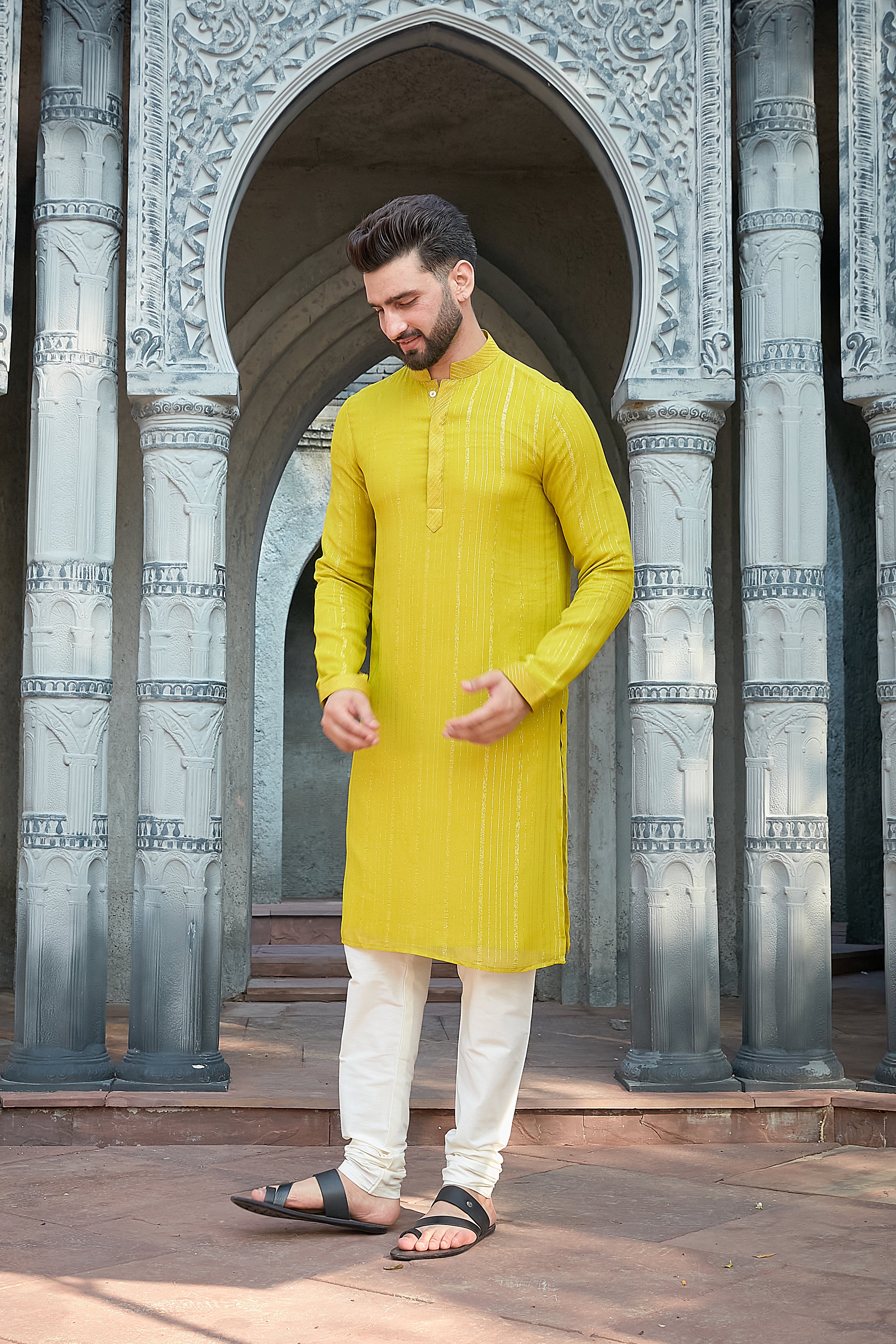 Green Shimmer Georgette Kurta Set
