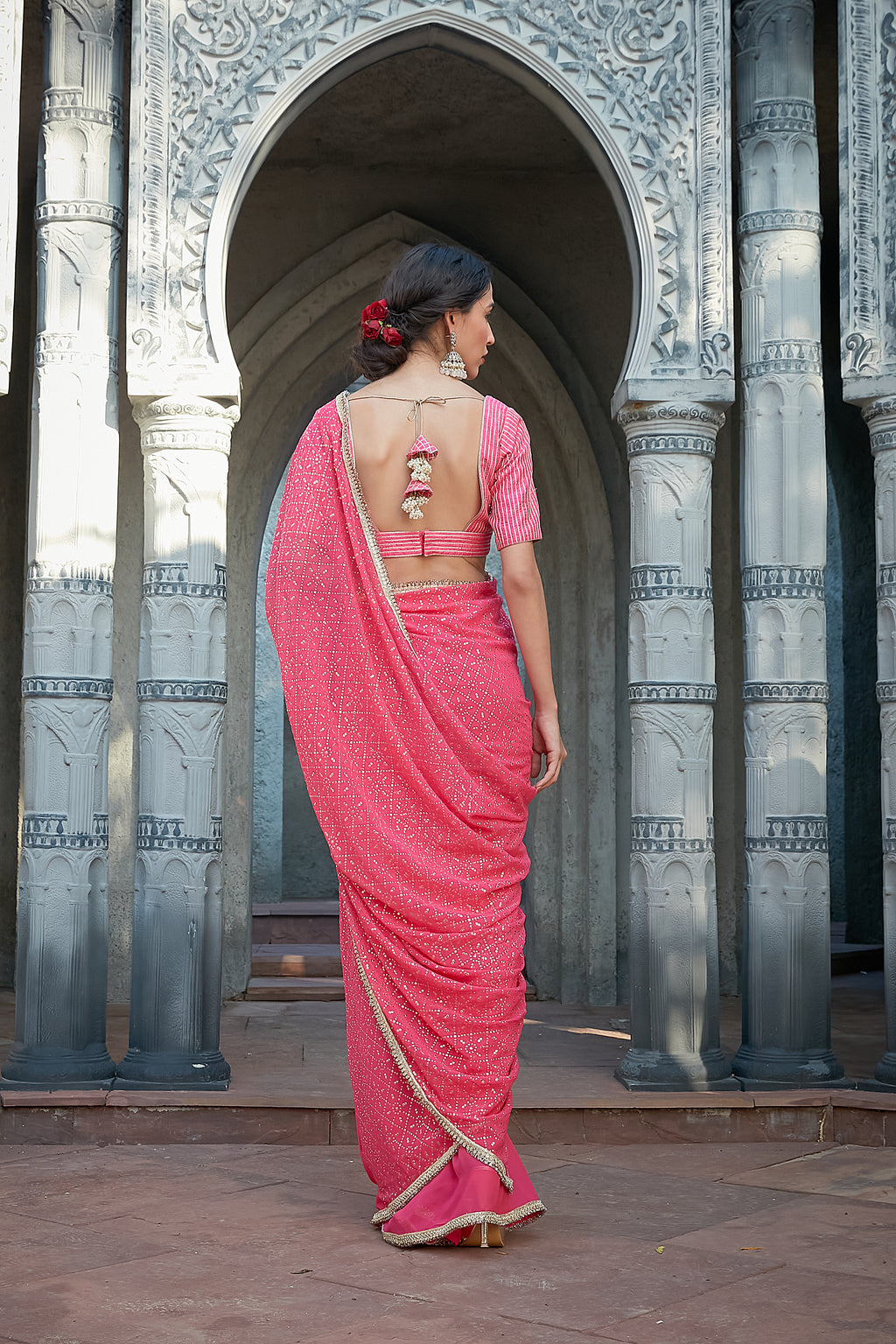 Fushia Pink Saree Set