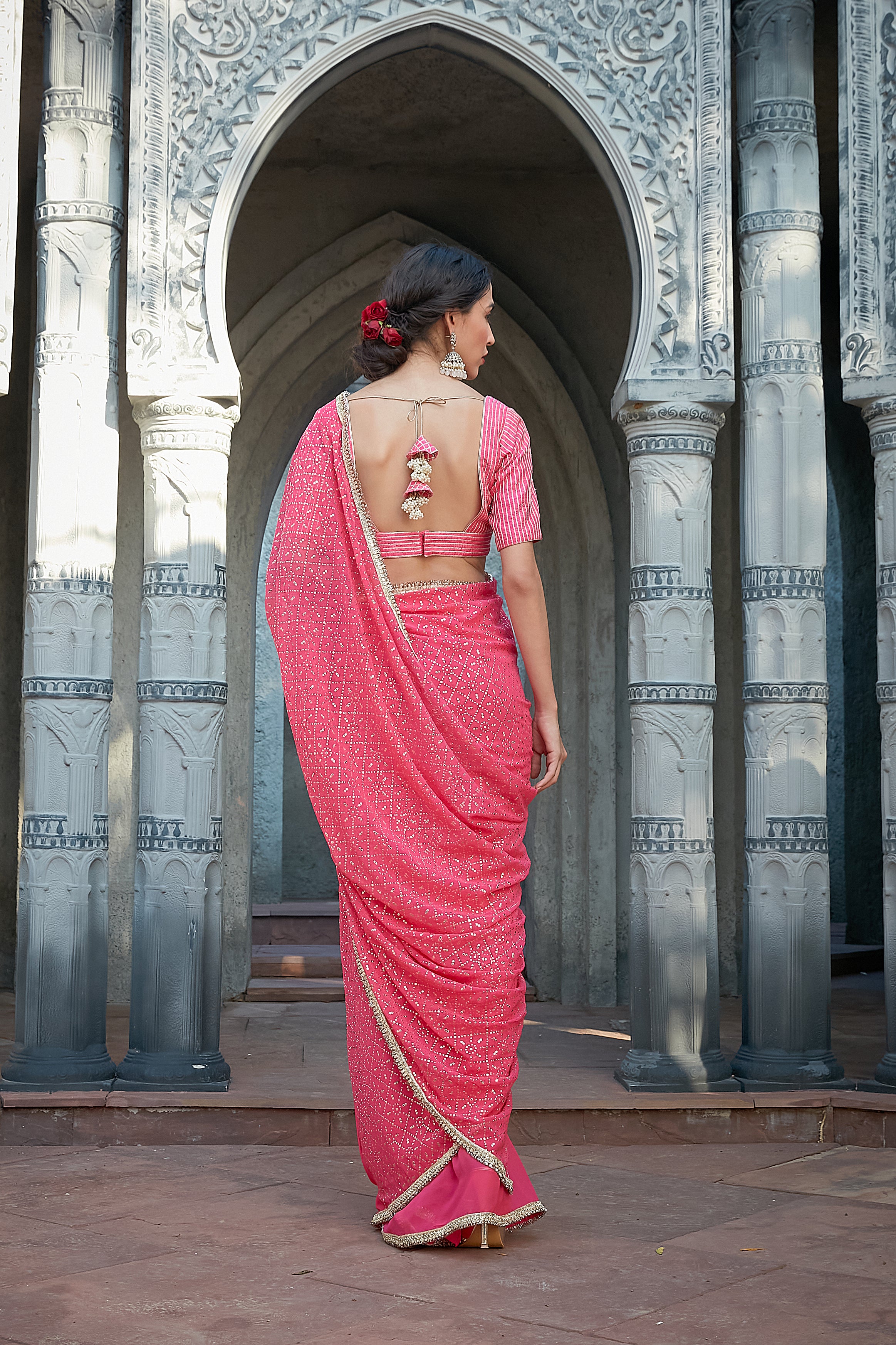 Fushia Pink Saree Set