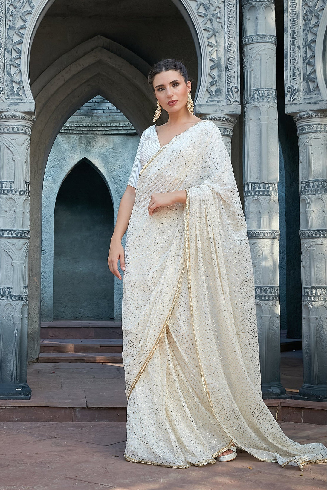 Ivory Saree Set