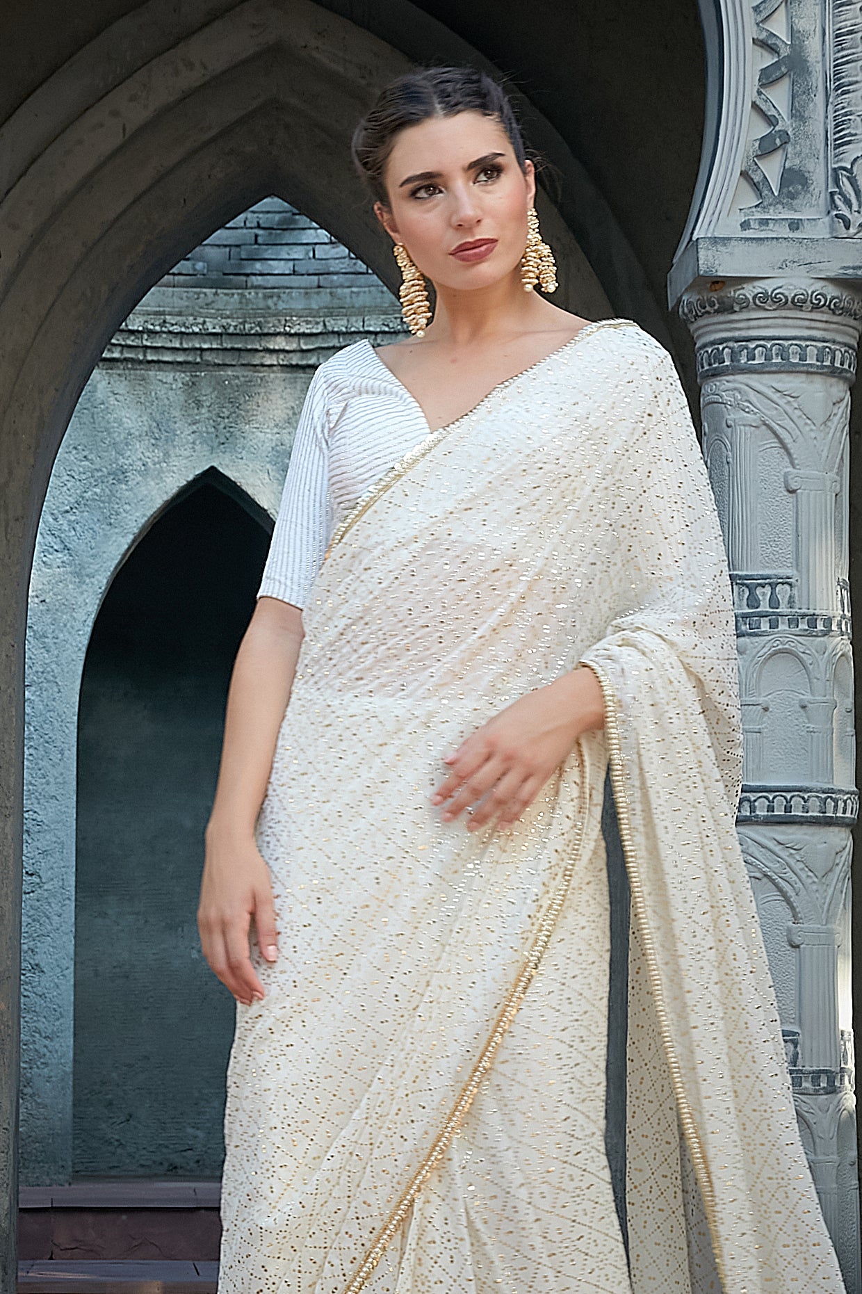 Ivory Saree Set