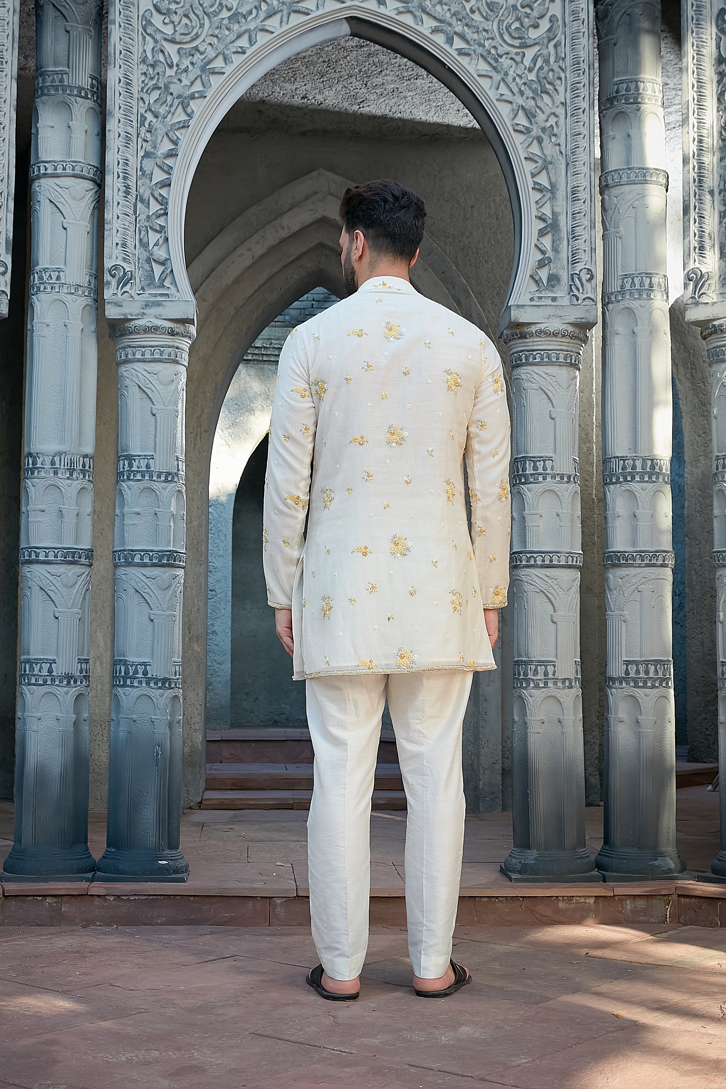 Ivory Chanderi Short Kurta Set