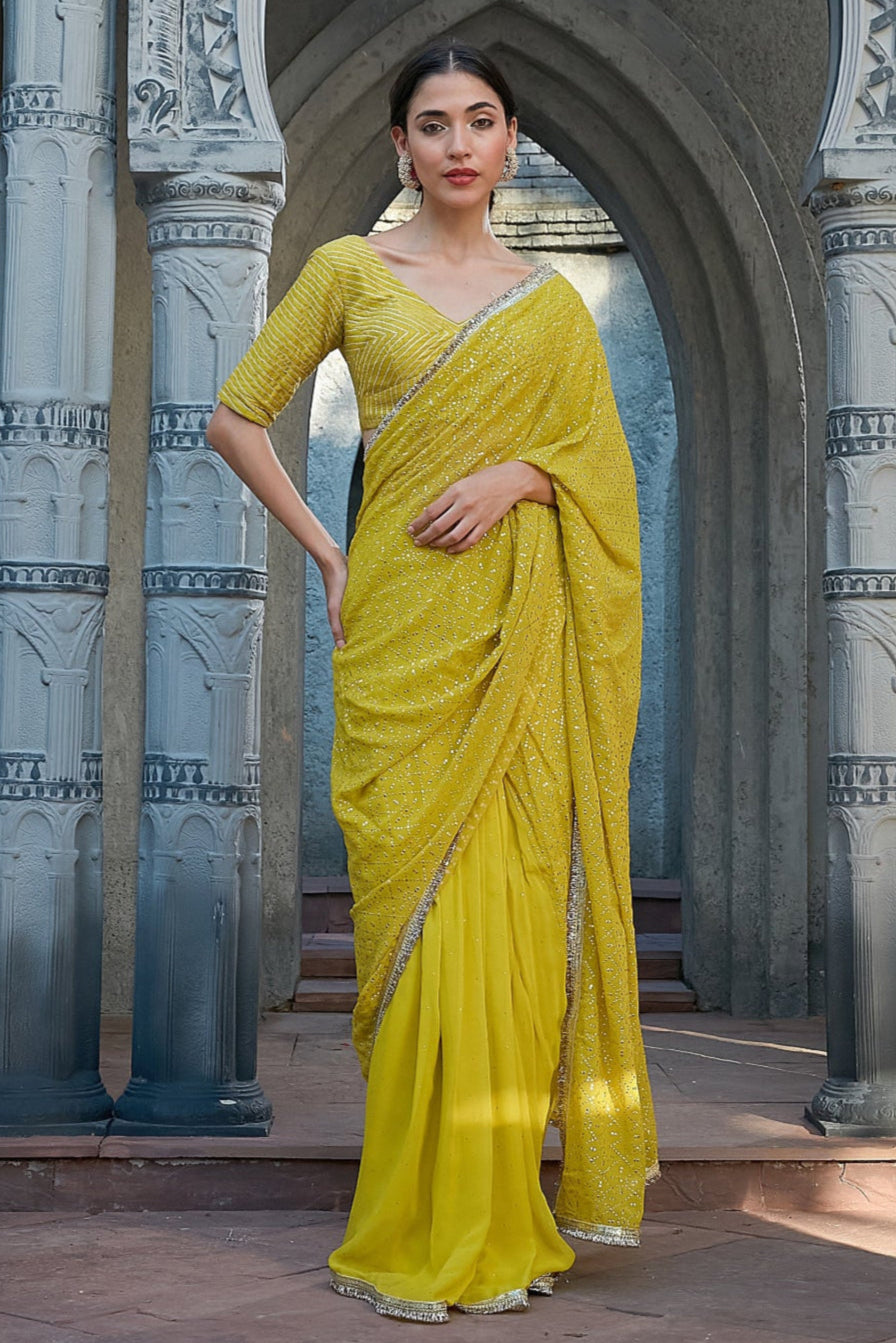 Vibrant Green Saree Set