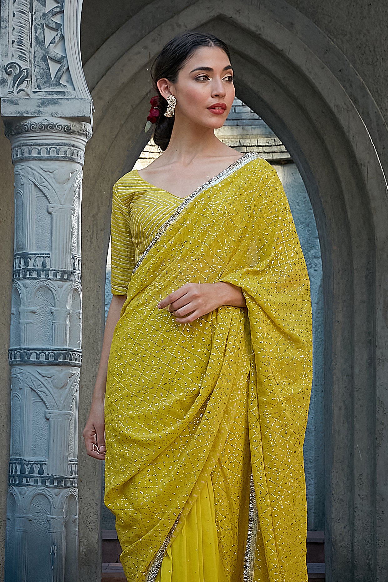 Vibrant Green Saree Set