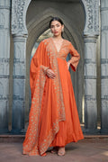 Rust Silk Anarkali Set