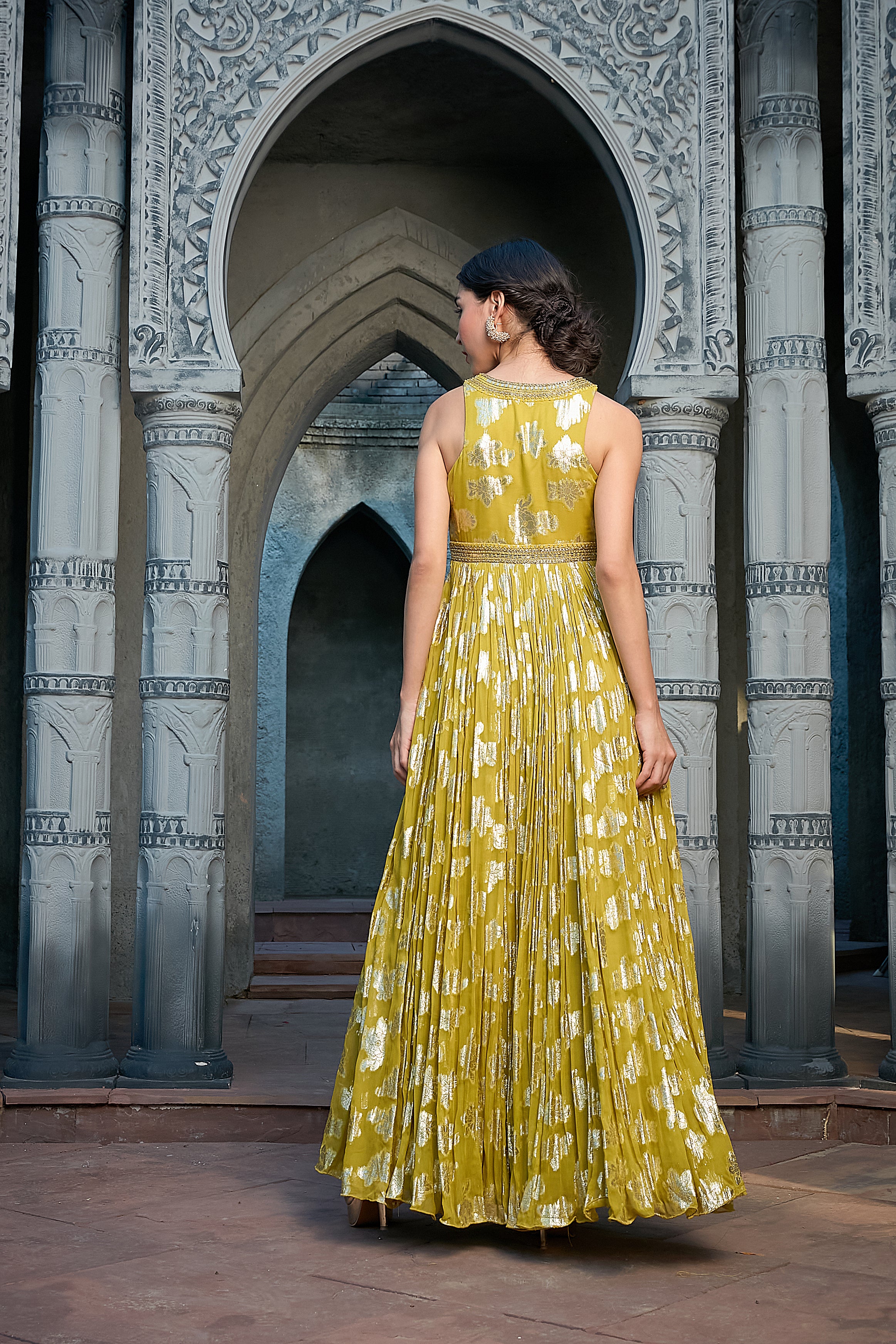 Green Simmer Anarkali Set
