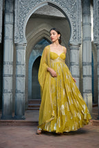 Green Lurex Anarkali Set